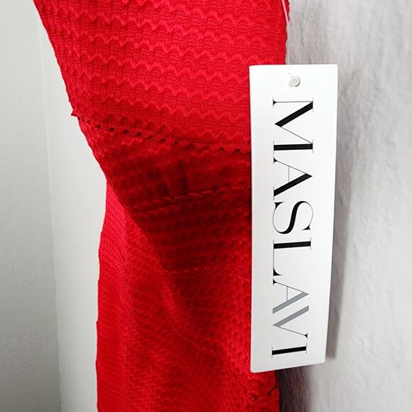NWT Jovani Red Bandage One Shoulder Mini Dress Bodycon Stretch Knit 00 - Picture 7 of 13